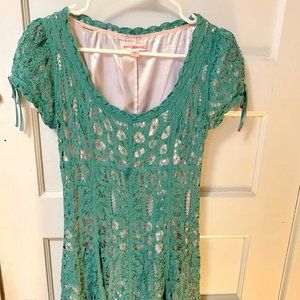 Betsy Johnson Teal & Rose Lace Dress Size 6